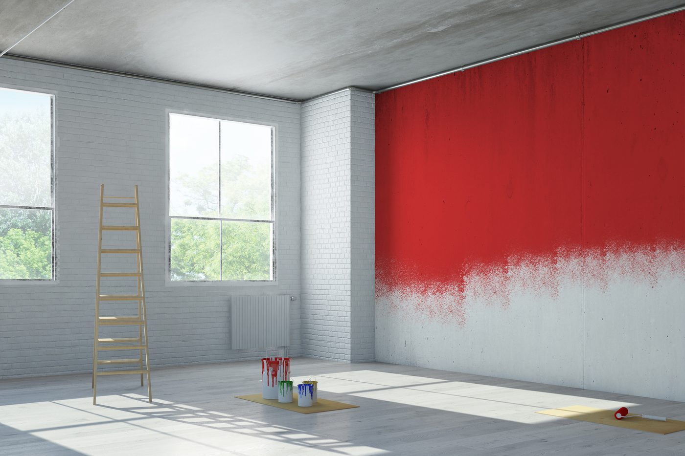 Painting a textured wall red